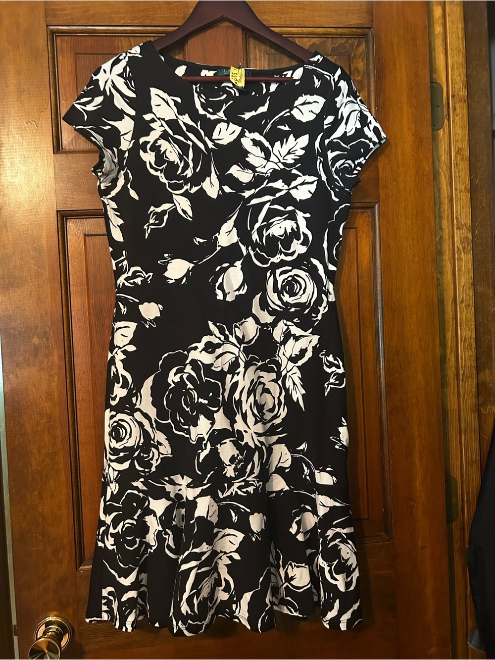 Ralph Lauren Black and White Floral Midi Dress